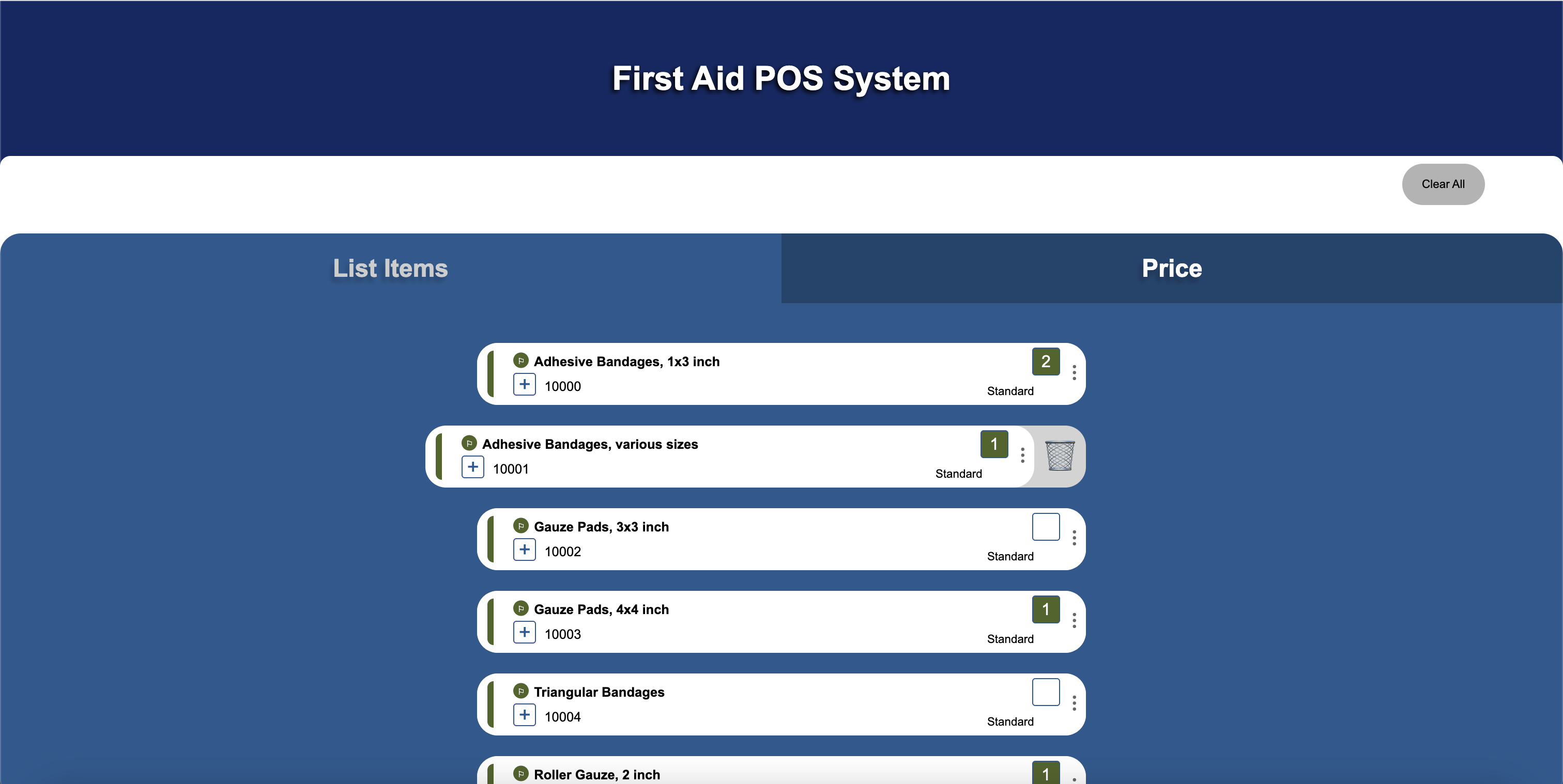 First Aid POS System